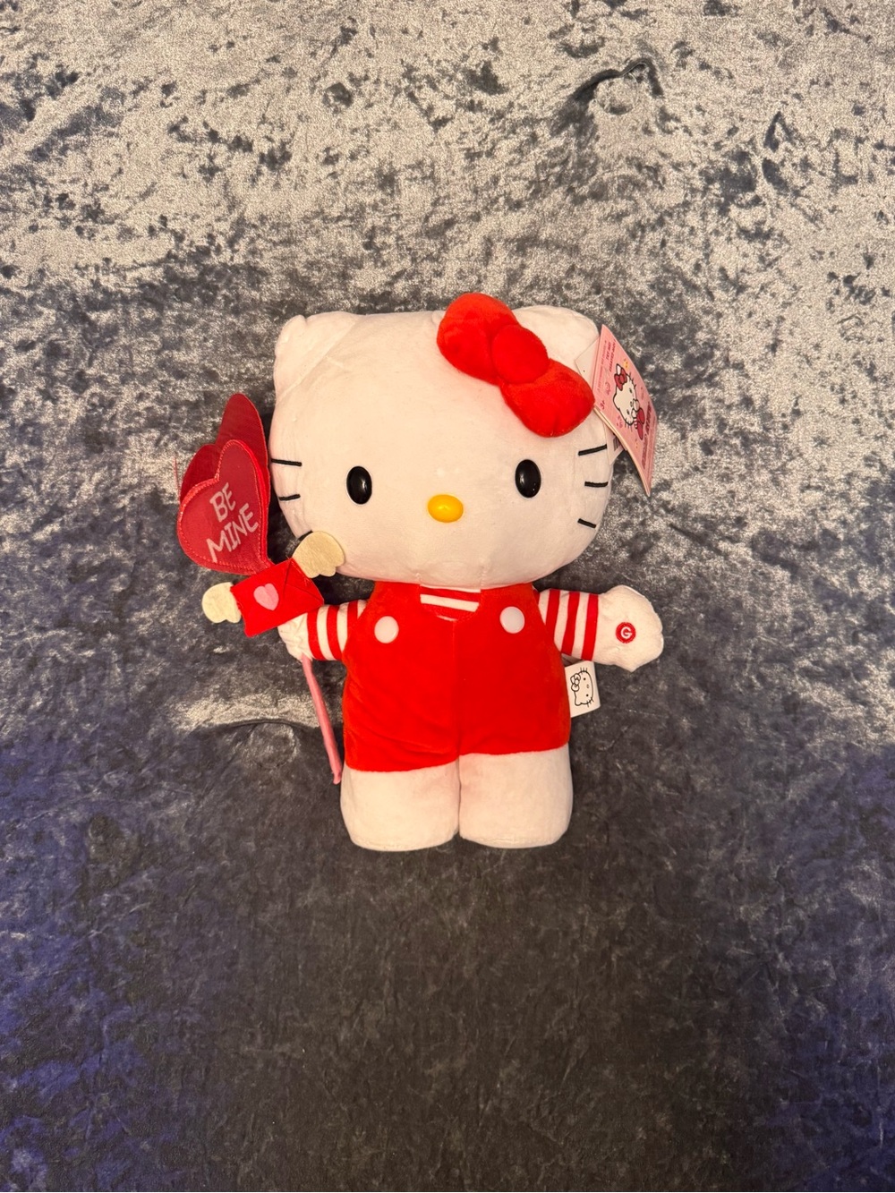 Hello Kitty Plush in Red Outfit with Red Bow and Heart Accessory